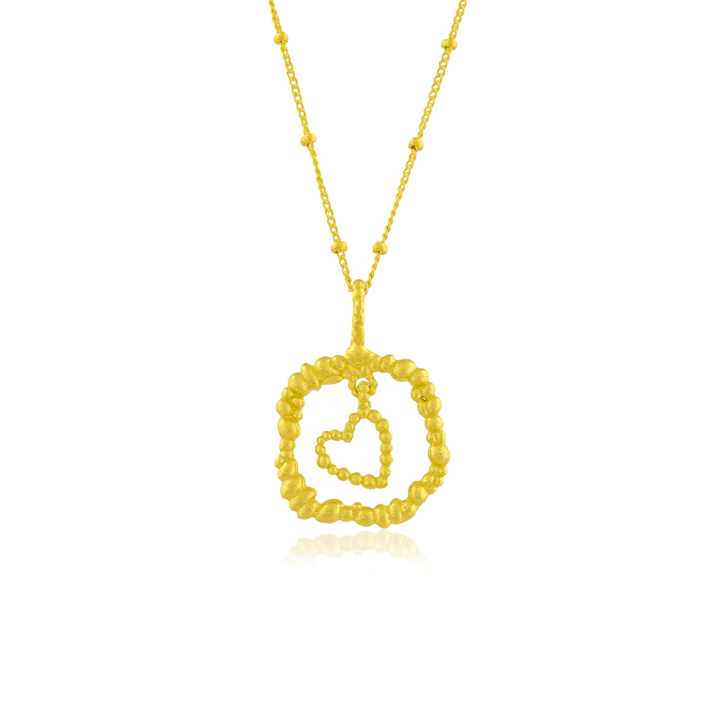 Granulated Heart 92.5 Sterling Silver Necklace