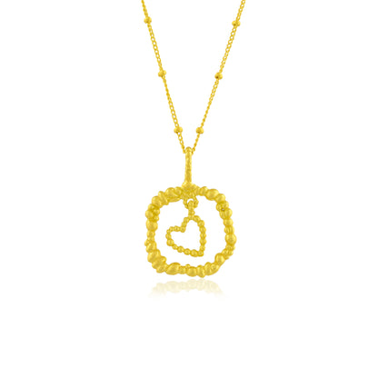 Granulated Heart 92.5 Sterling Silver Necklace