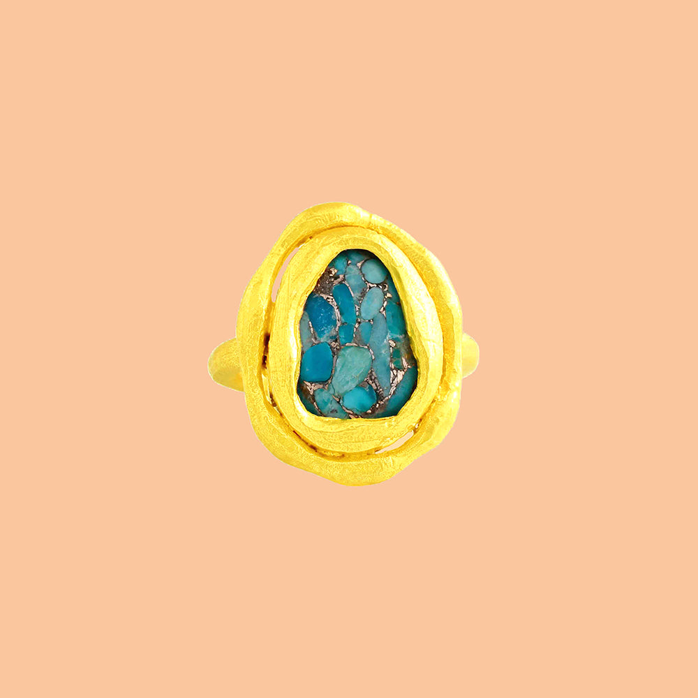 Turquoise Mineral Chunk Ring