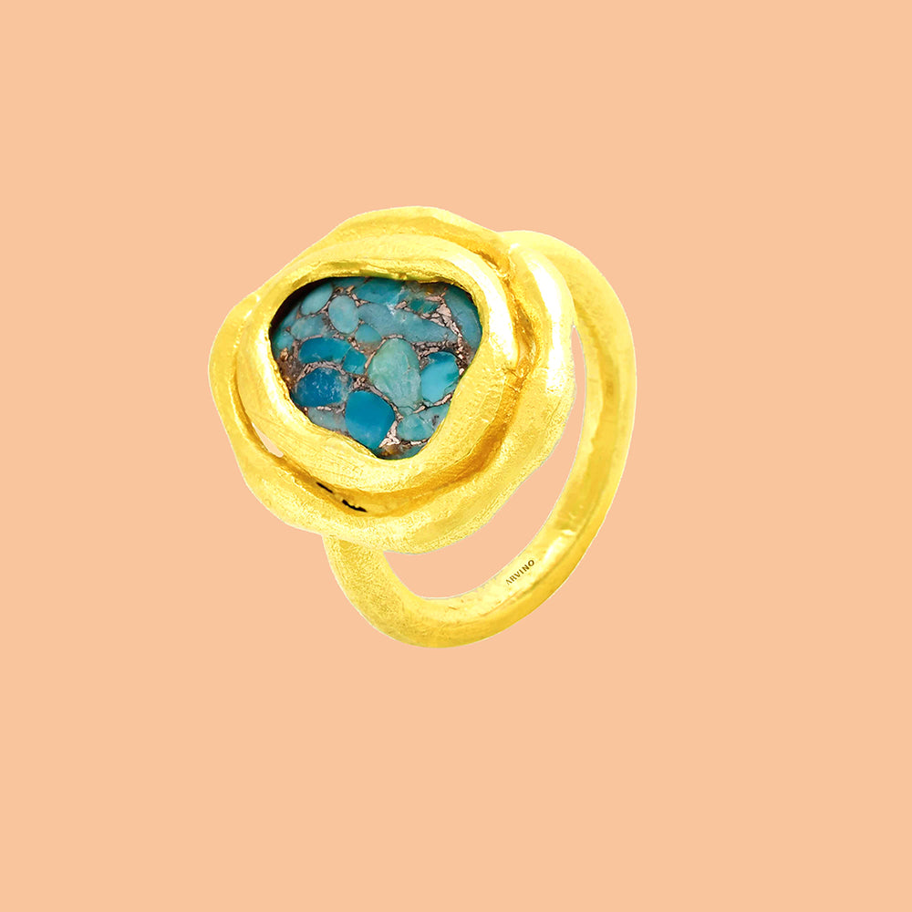 Turquoise Mineral Chunk Ring