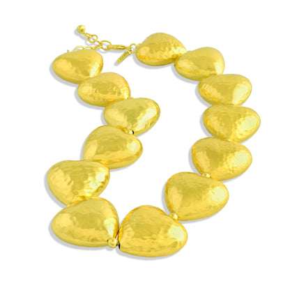 Gilded Concave Graduating Hearts Necklace