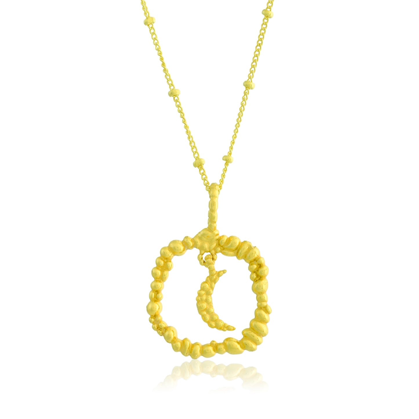 Granulated Astronomical Moon 92.5 Sterling Silver Necklace