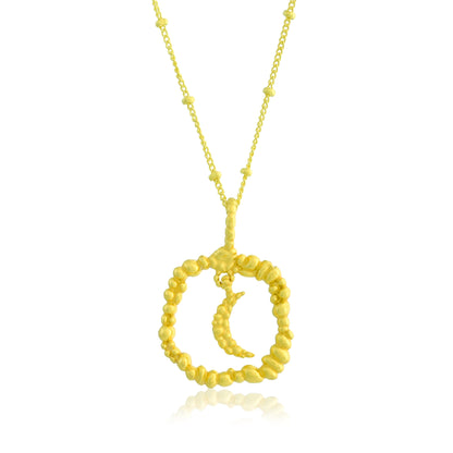 Granulated Astronomical Moon 92.5 Sterling Silver Necklace