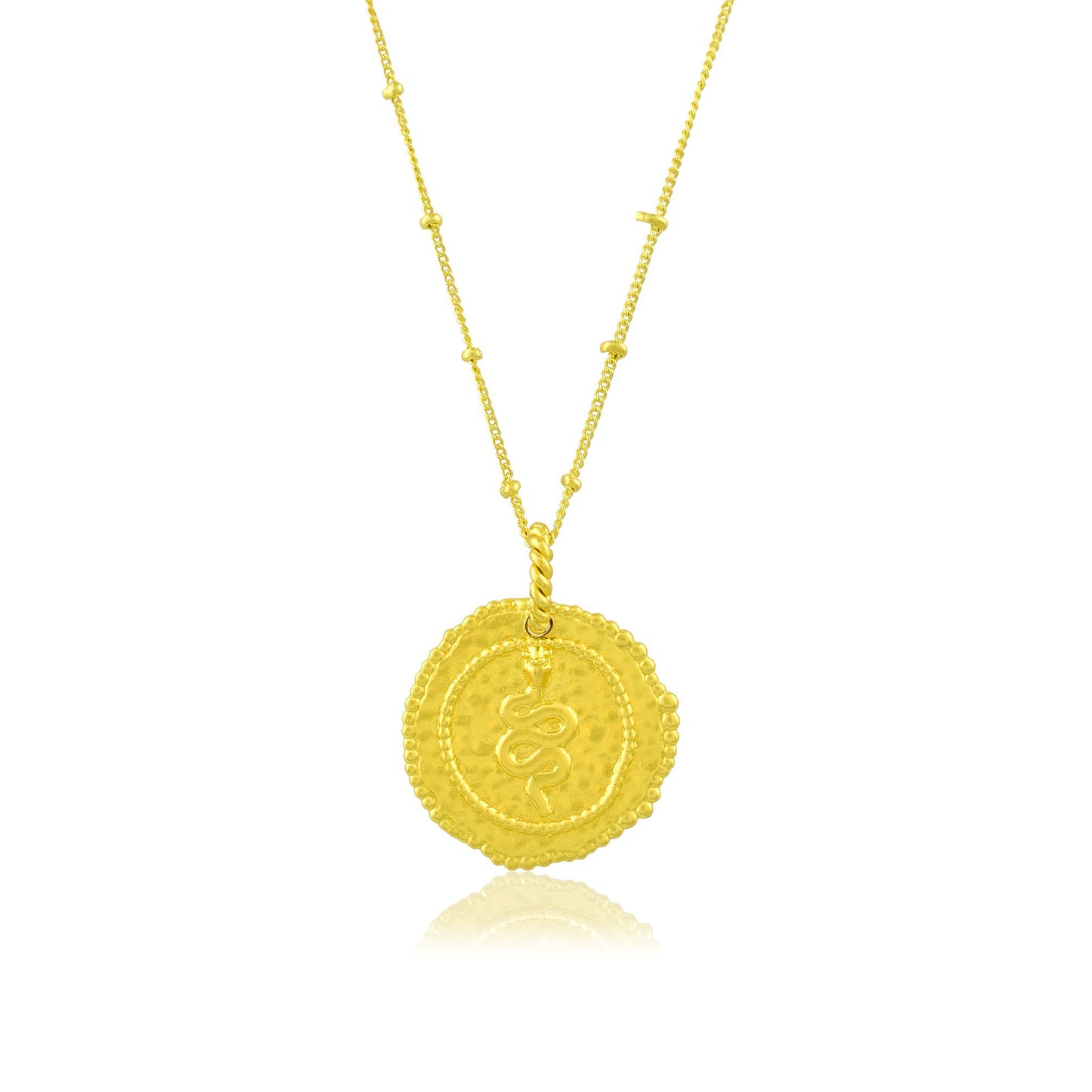 Embossed Snake Medallion Necklace