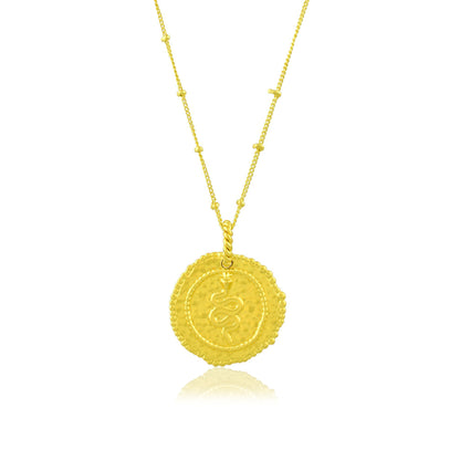 Embossed Snake Medallion Necklace