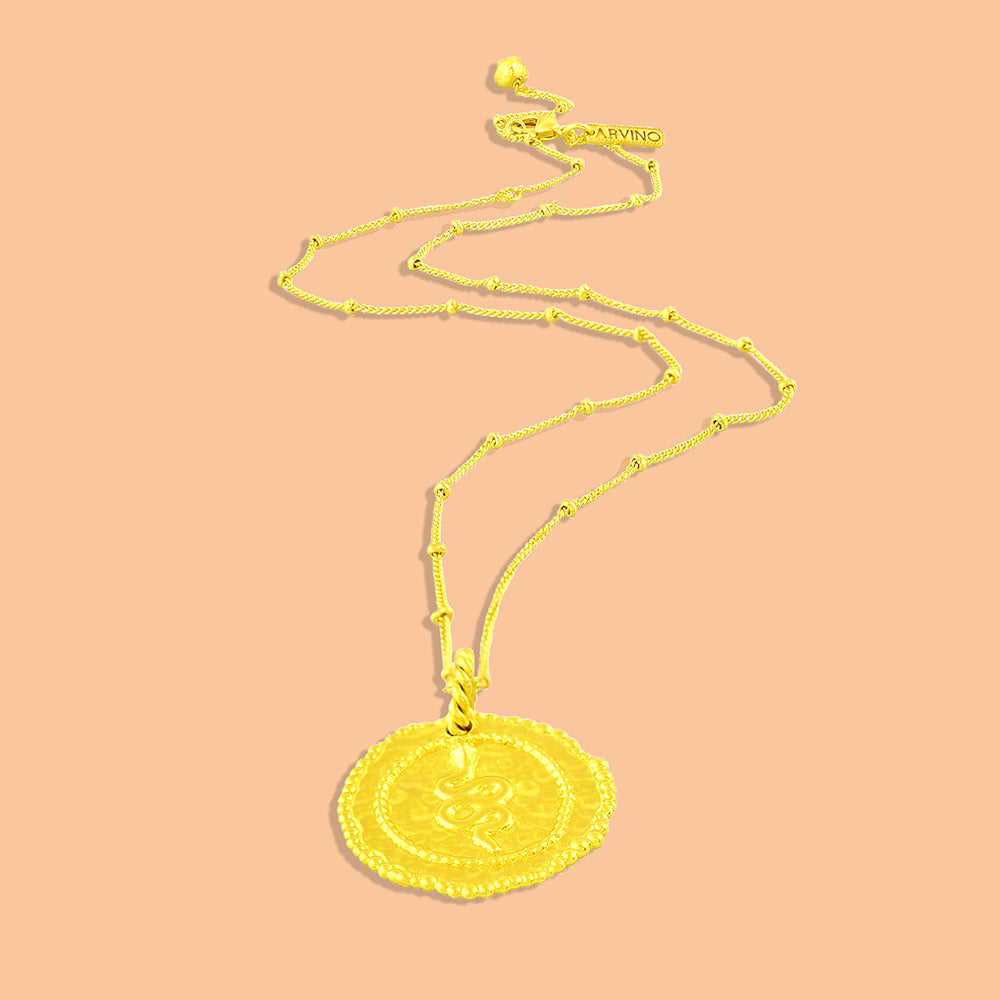 Embossed Snake Medallion Necklace