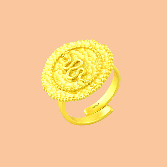 Embossed Snake Coin Ring