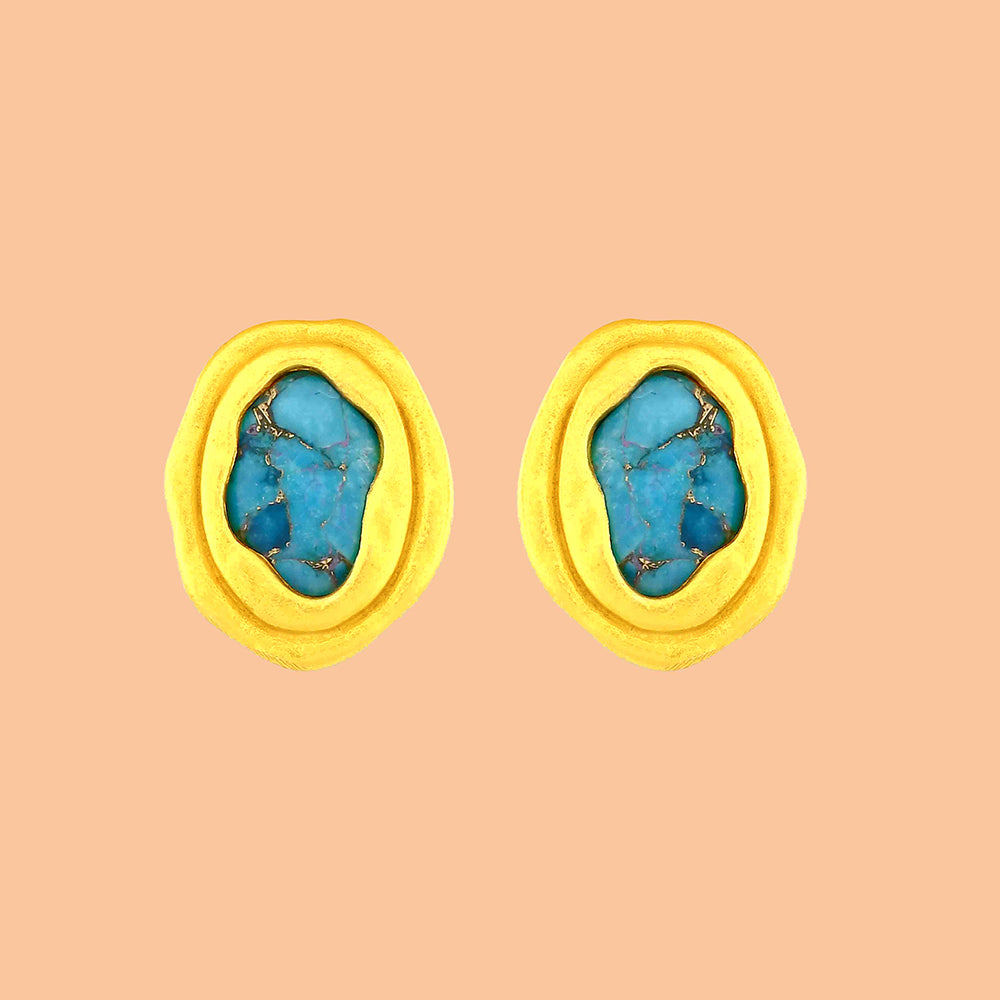 Turquoise Mineral Chunk Studs