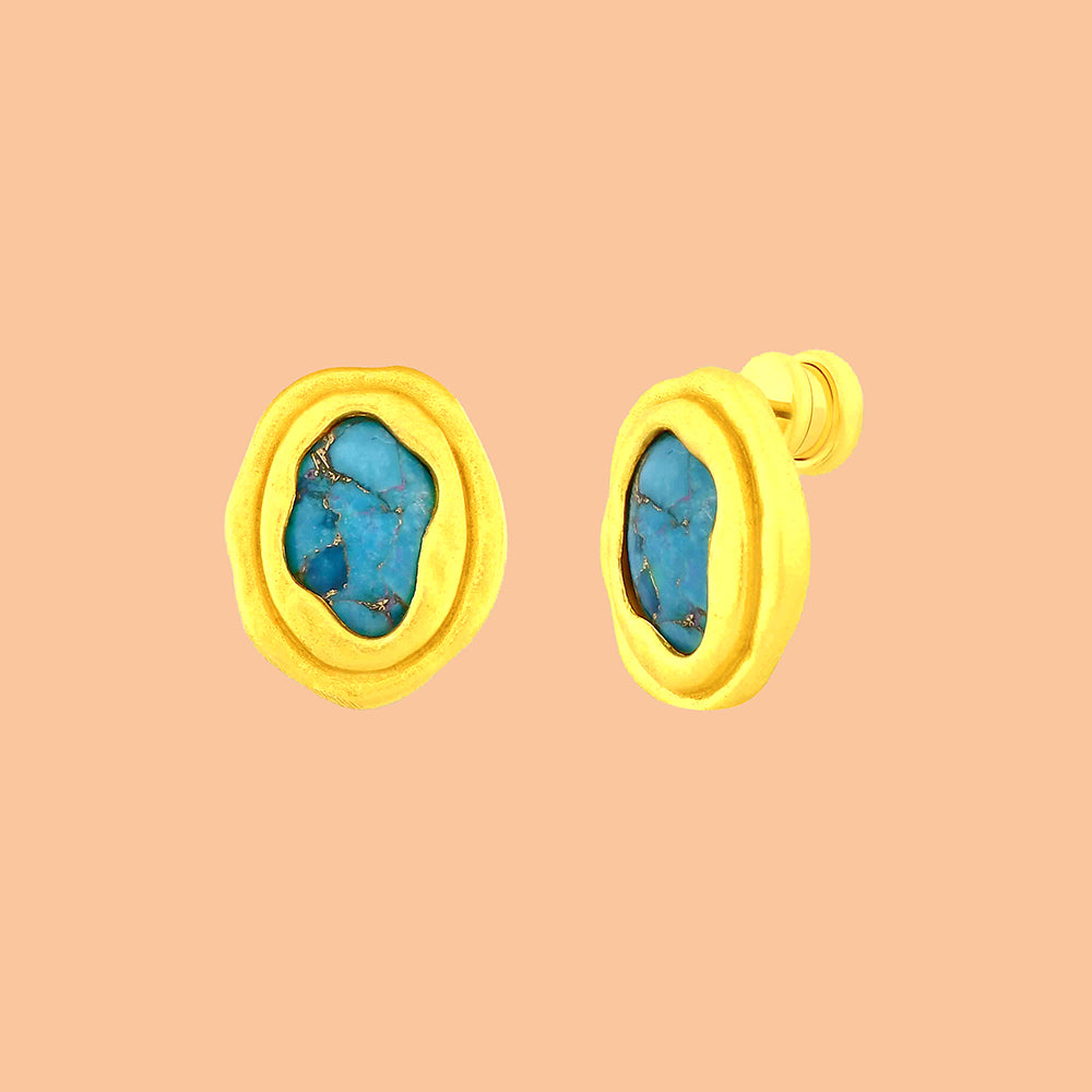 Turquoise Mineral Chunk Studs