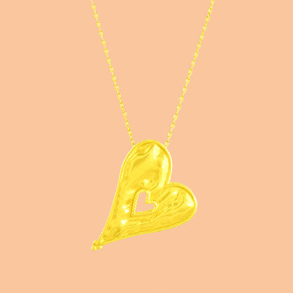 Sculpted Heart Chain Necklace