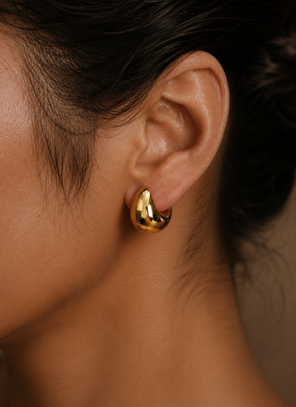 Golden Dream Huggies Earrings In 925 Sterling Silver