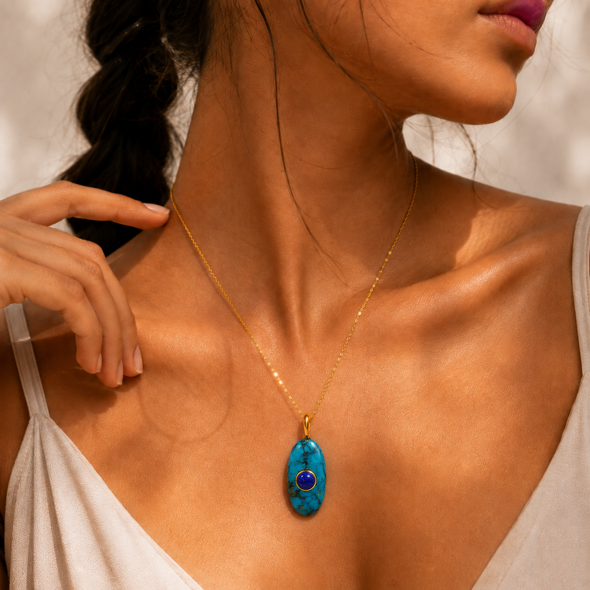 Turquoise Lapis Sculptural Charm