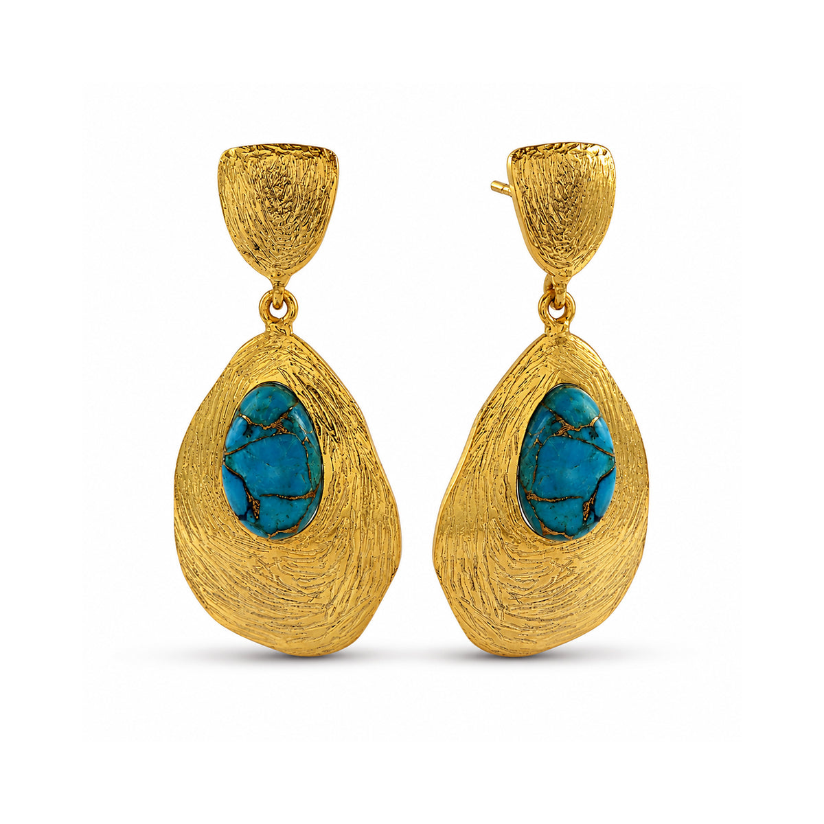 Turquoise Textured Drop Earrings