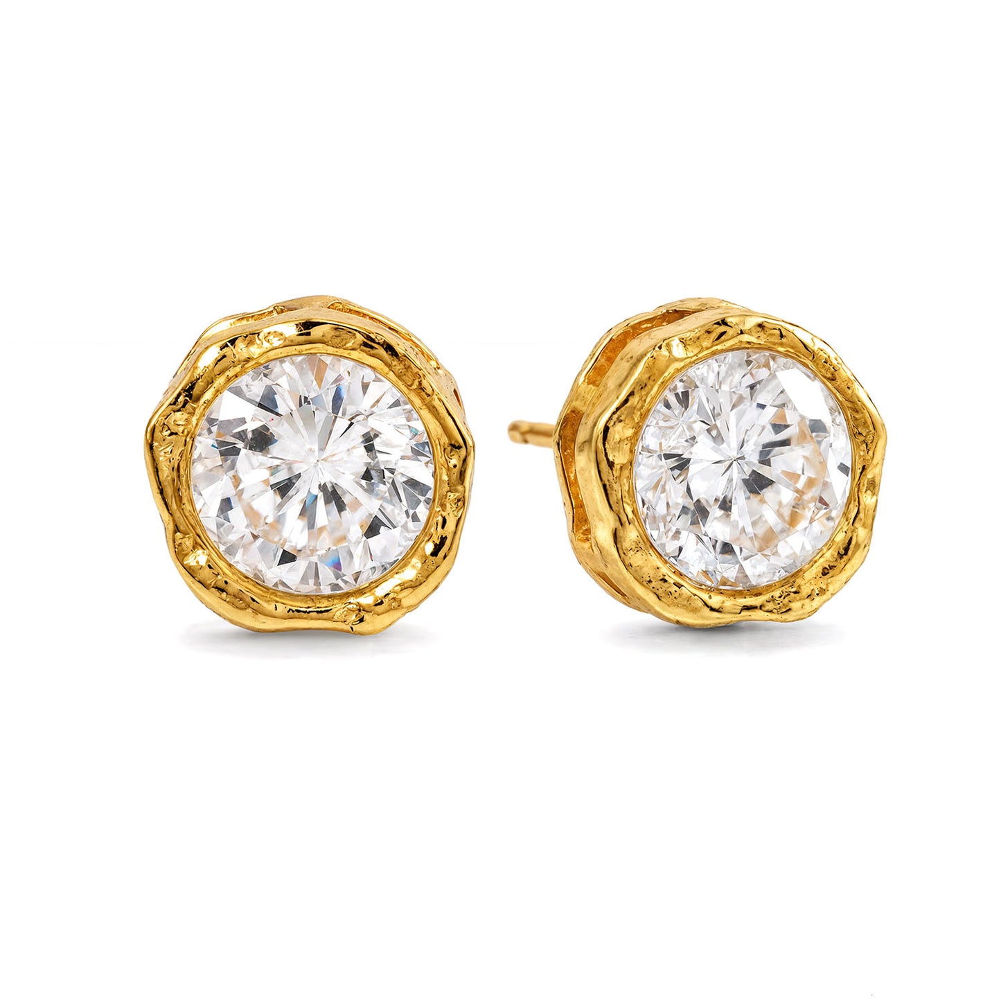 Round Crystal Stud Earrings in 92.5 Sterling Silver