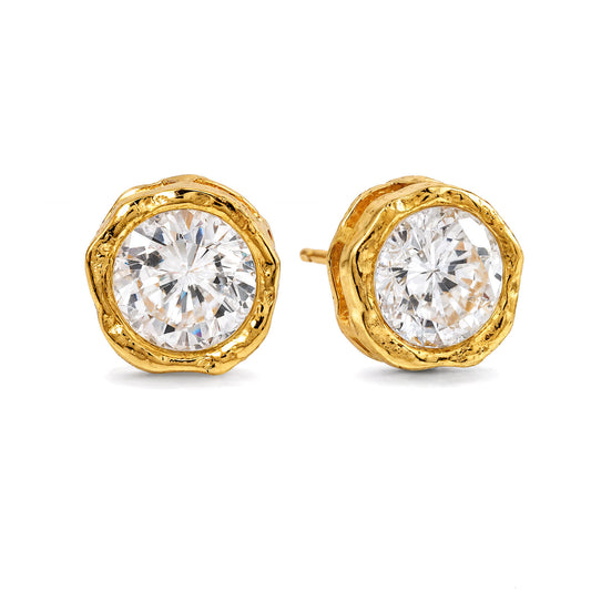 Round Crystal Stud Earrings in 92.5 Sterling Silver