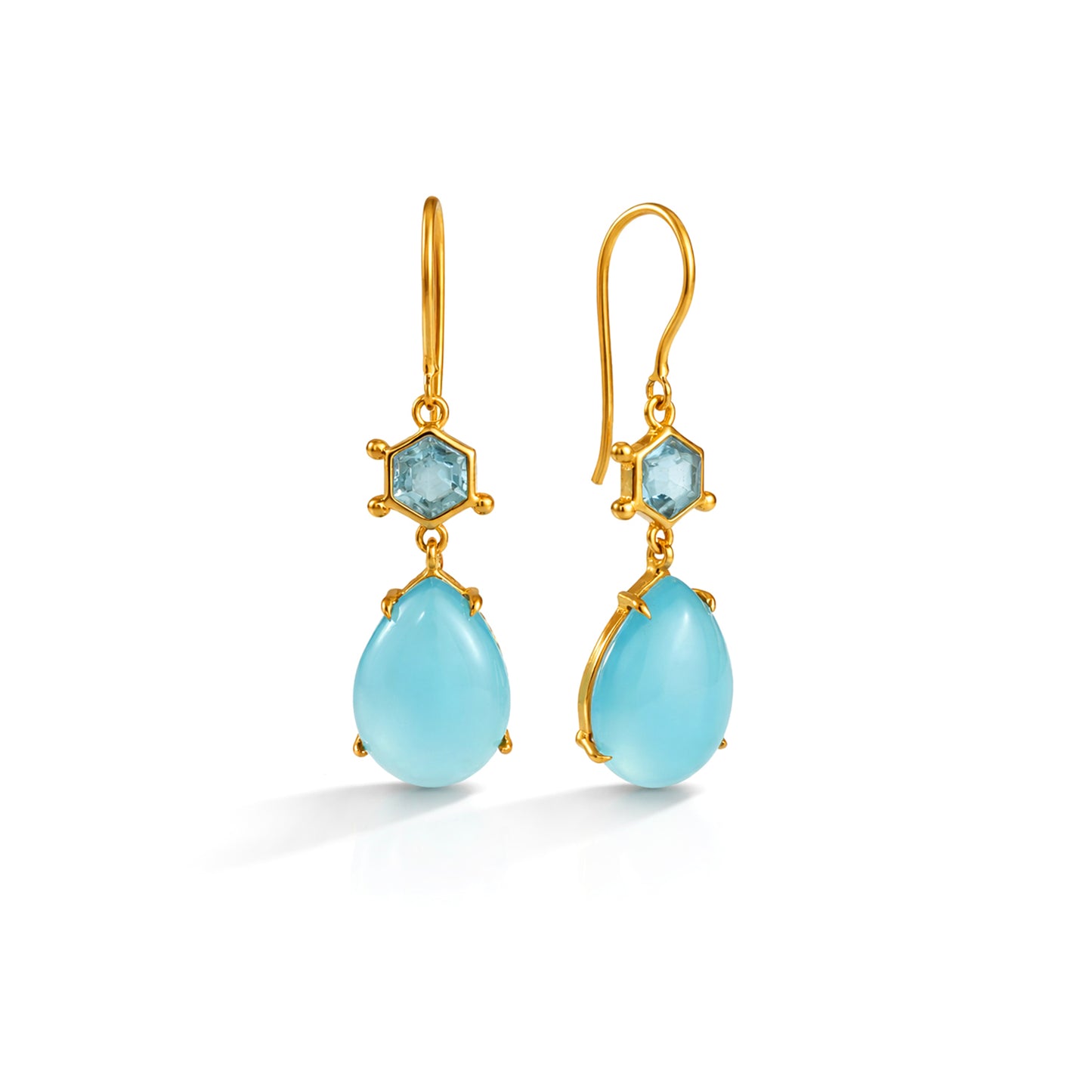 Natural Aqua Chalcedony and Blue Topaz 92.5 Sterling Silver Earrings