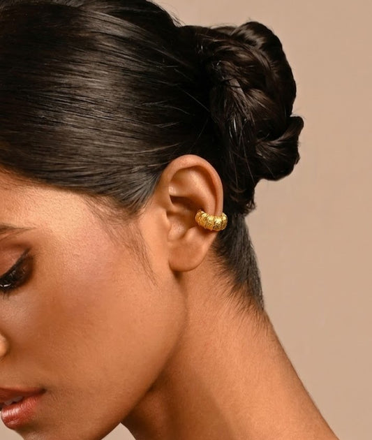 Textured Rib 92.5 Sterling Silver Ear Cuff