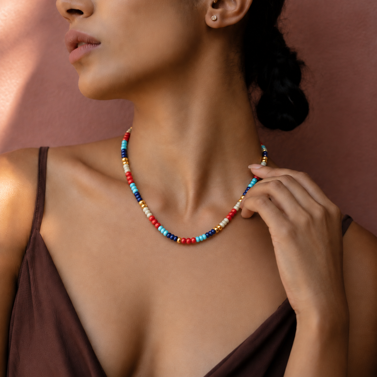 Coastal Mosaic Multicolour Beaded Necklace