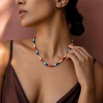 Coastal Mosaic Multicolour Beaded Necklace