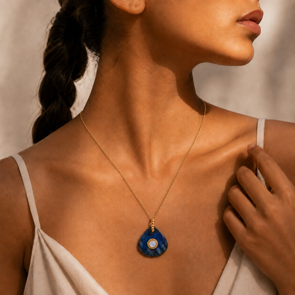 Lapis Moonstone Medallion Charm