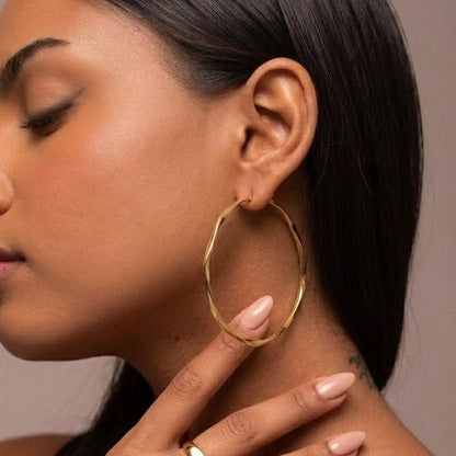 Soft Wave 92.5 Sterling Silver Hoops Large