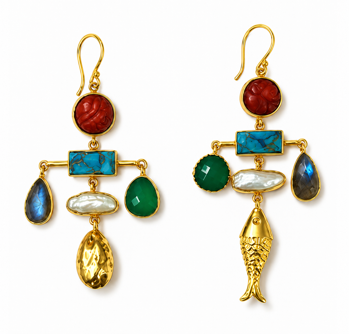 Coral Fishtail Mismatched
Earring