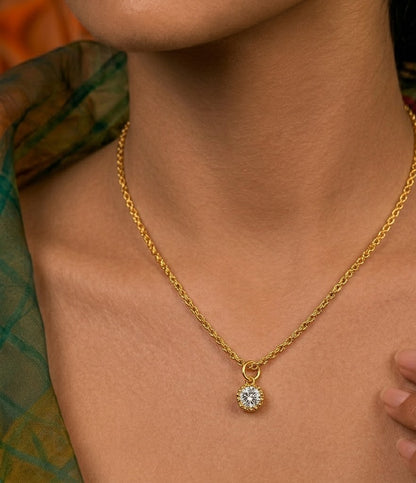 Solitaire Charm Gold Chain Necklace