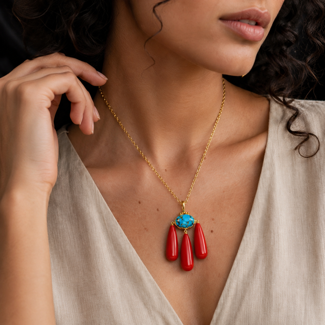 Red Beach Coral Cascade
Necklace