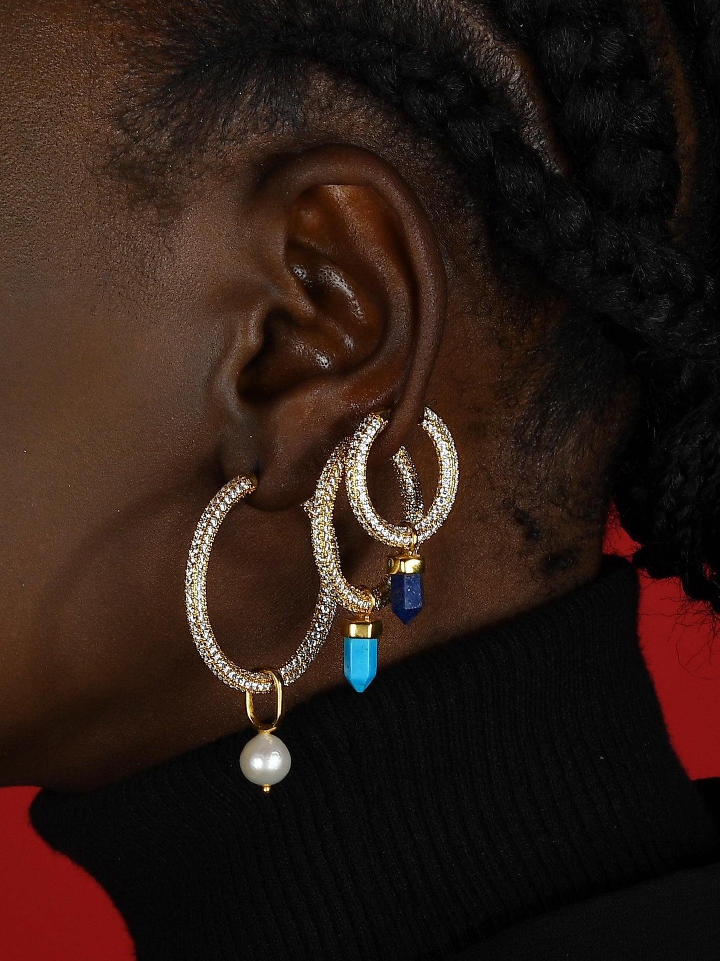 Glitzy Star Studded Hoops Medium