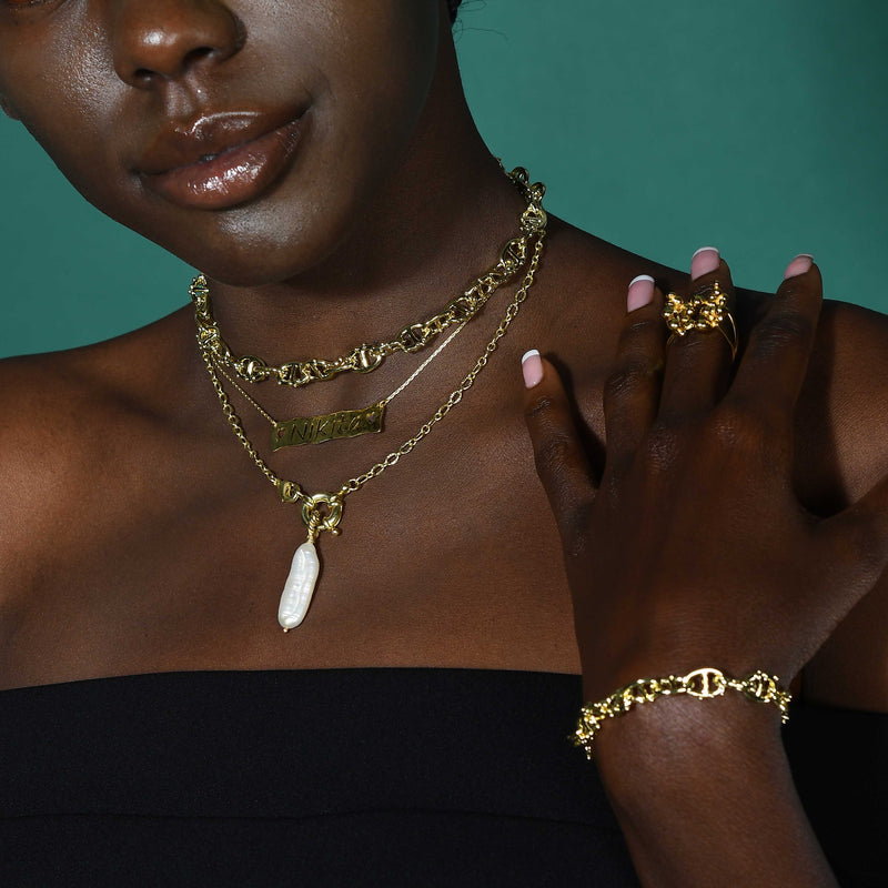 Dotted Abuja Necklace (Water Resistance Premium Plating)