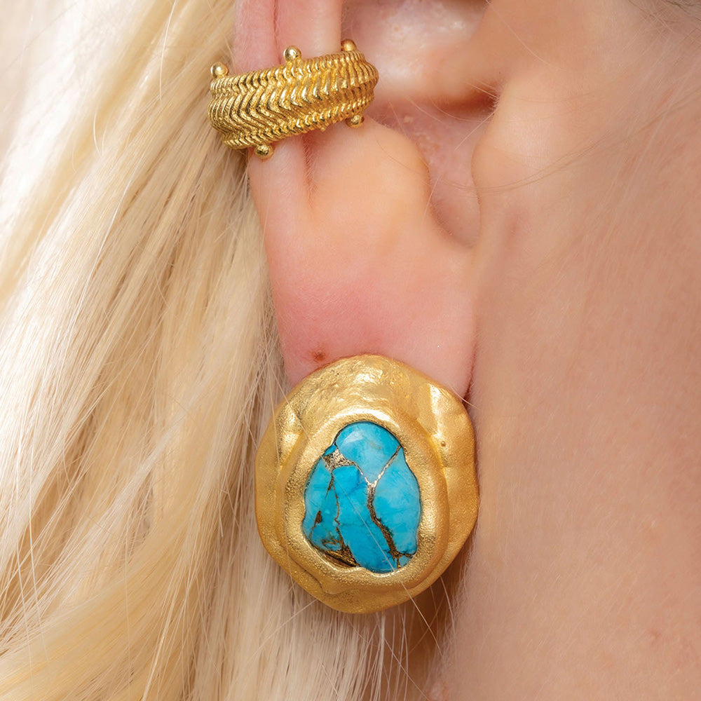 Turquoise Mineral Chunk Studs