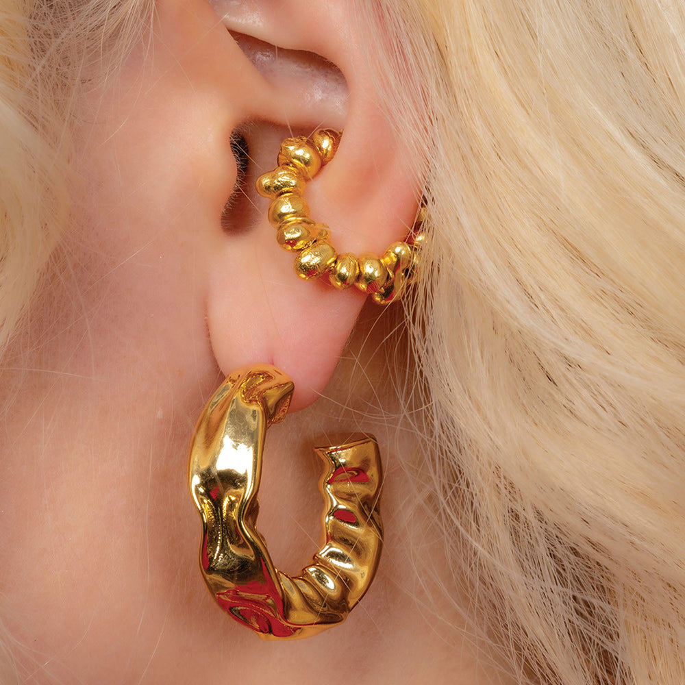 Molten Amorphous Bead Ear Cuff Small