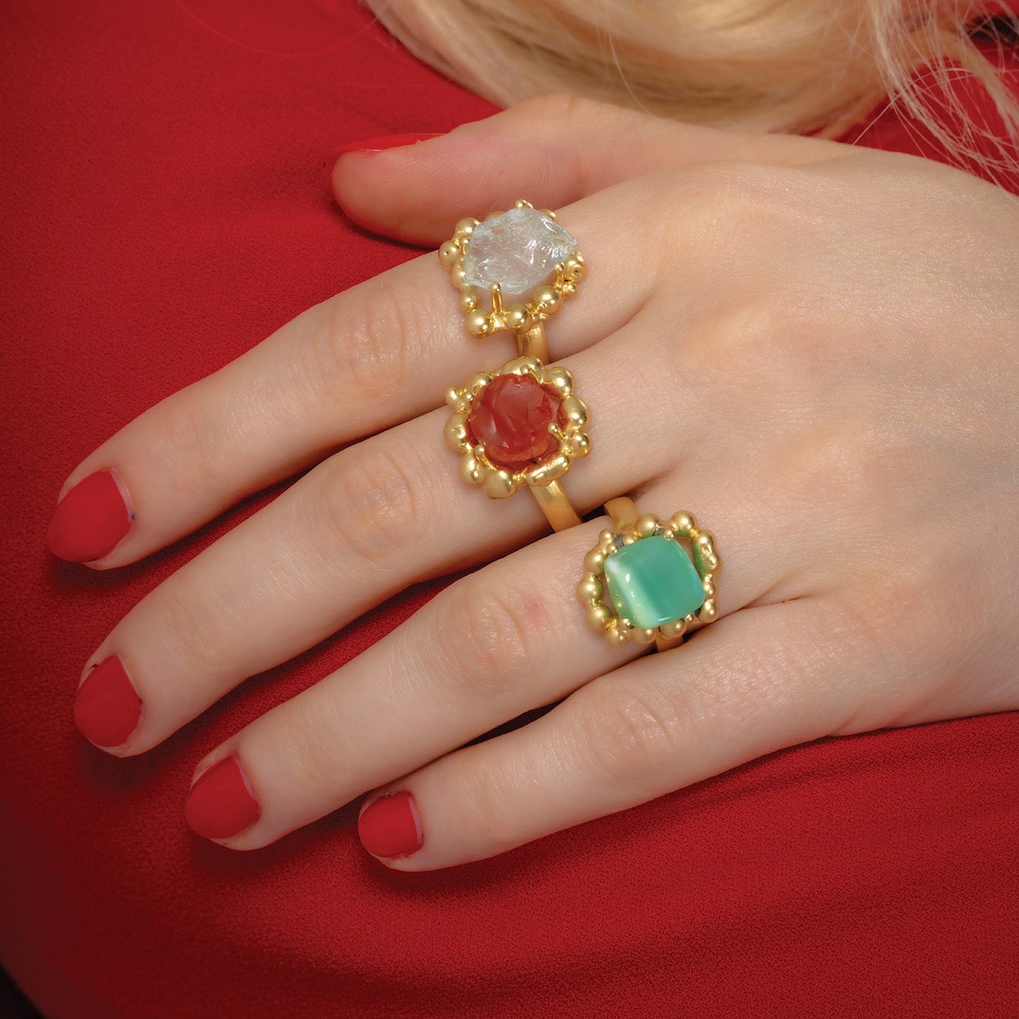 Carnelian Mineral Claw Ring