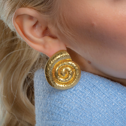 Textured Coral Shell Studs