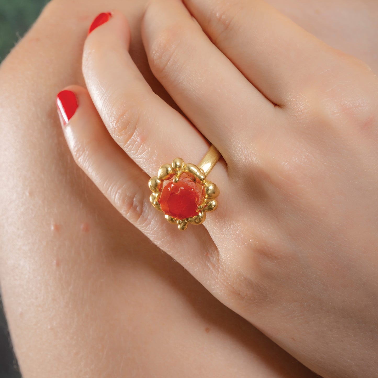 Carnelian Mineral Claw Ring