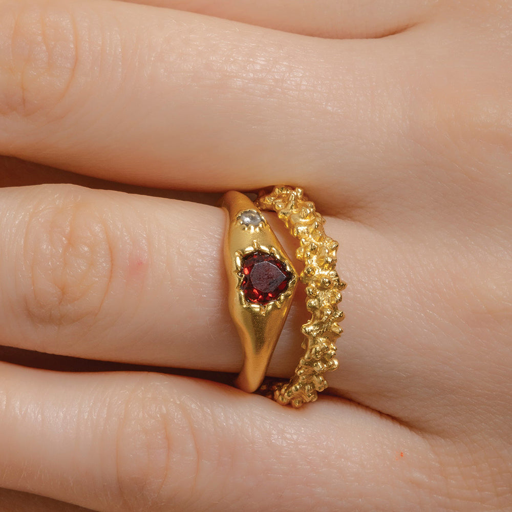 Encased Love Garnet Ring