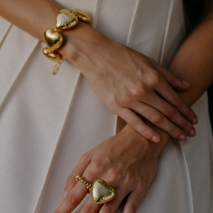 Gilded Concave Heart Bracelet