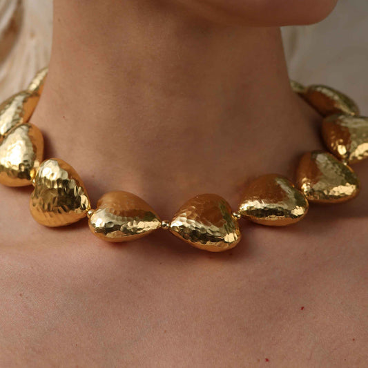 Gilded Concave Graduating Hearts Necklace