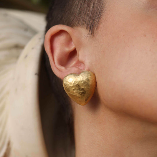 Gilded Concave Heart Studs