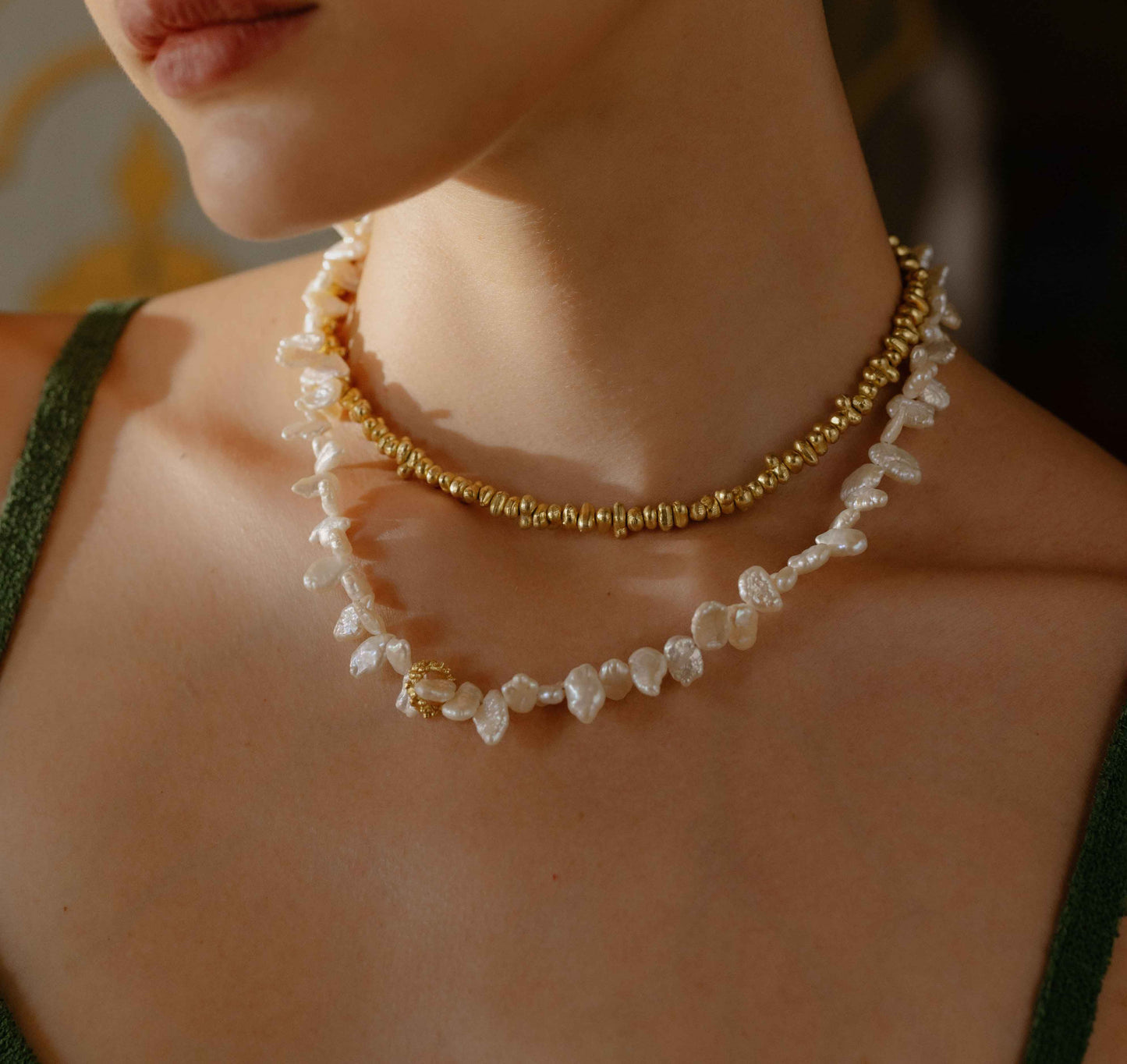 Elongated Pearl Riviere Necklace