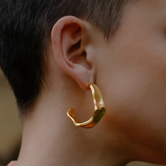 Gilded Crimped Hoops