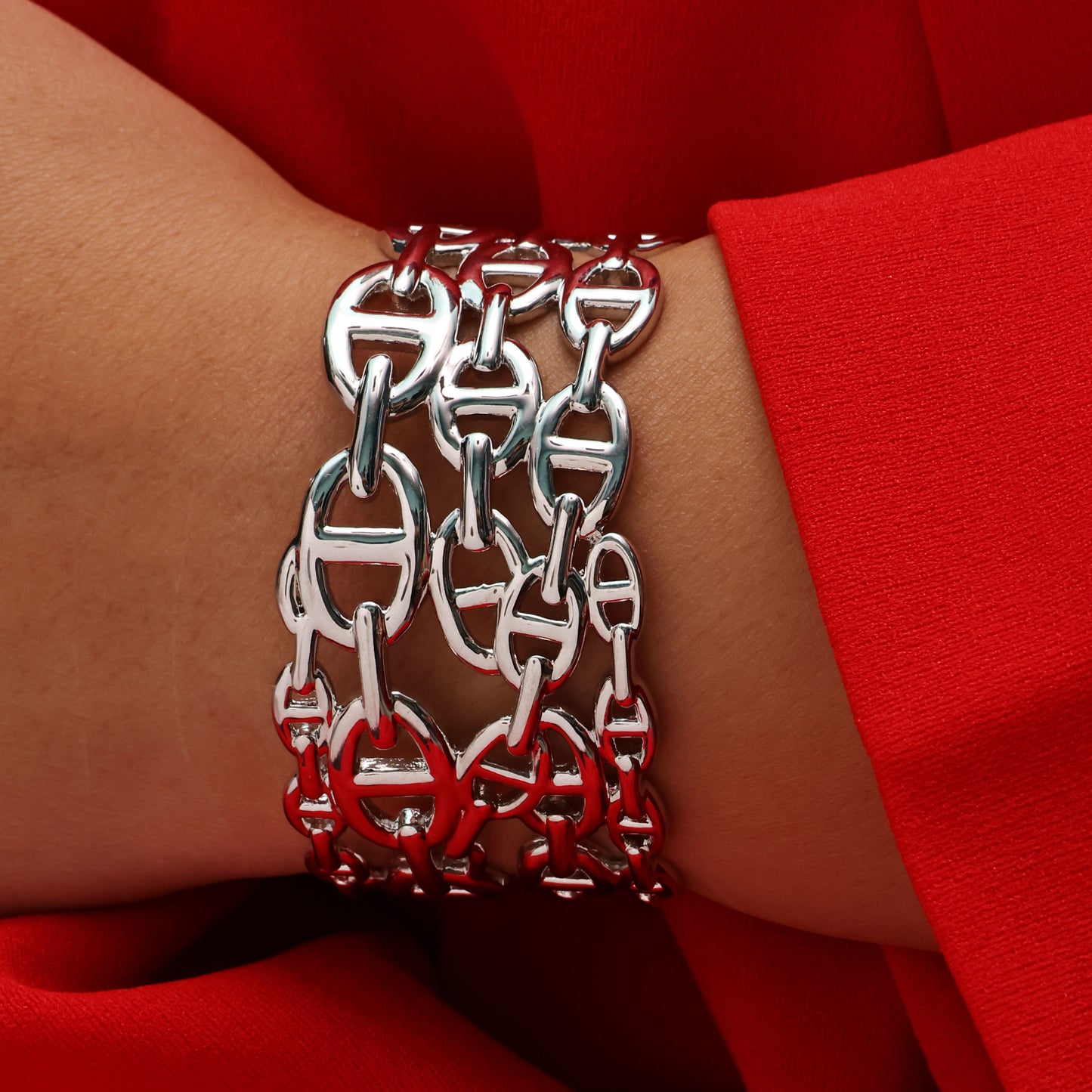 Arvino Silver Meshwork Cuffs/Bracelet in 925 sterling silver For womens