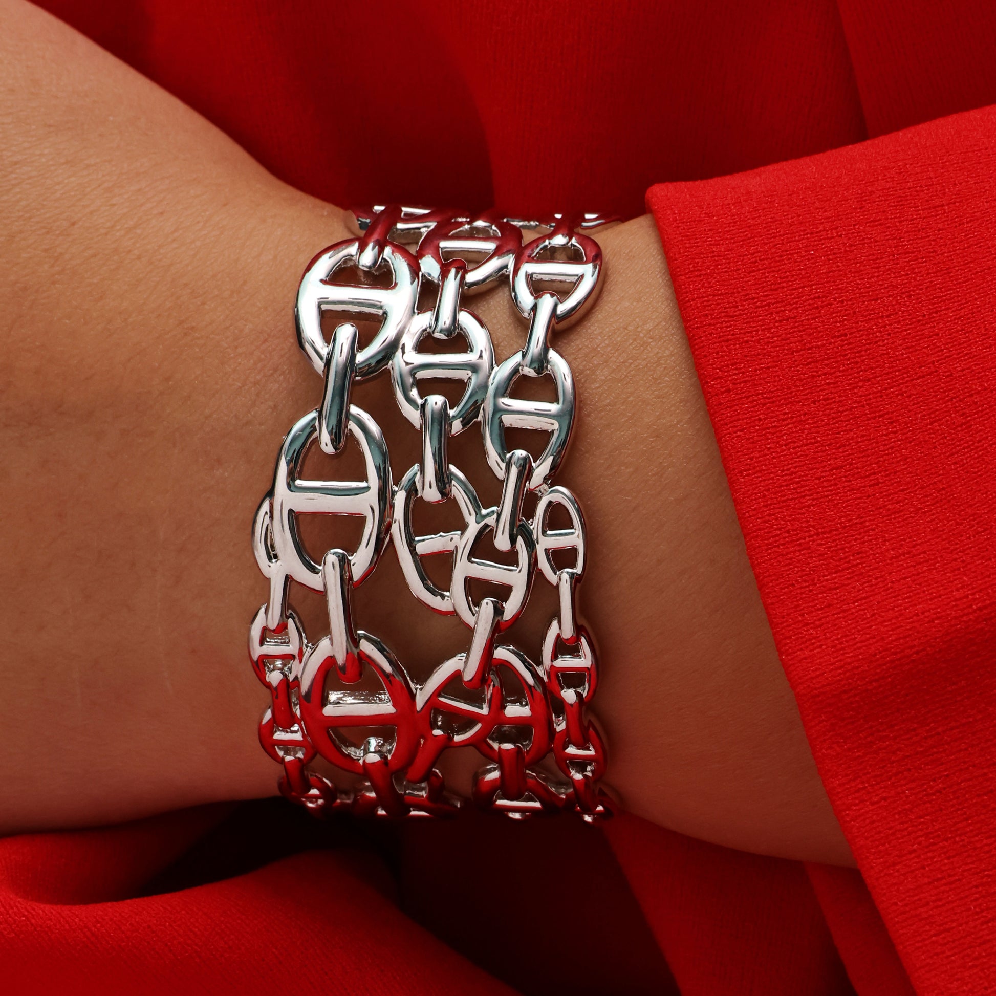 Arvino Silver Meshwork Cuffs/Bracelet in 925 sterling silver For womens