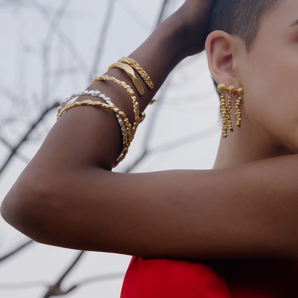 Rugged Texture Gold Plated Bangle