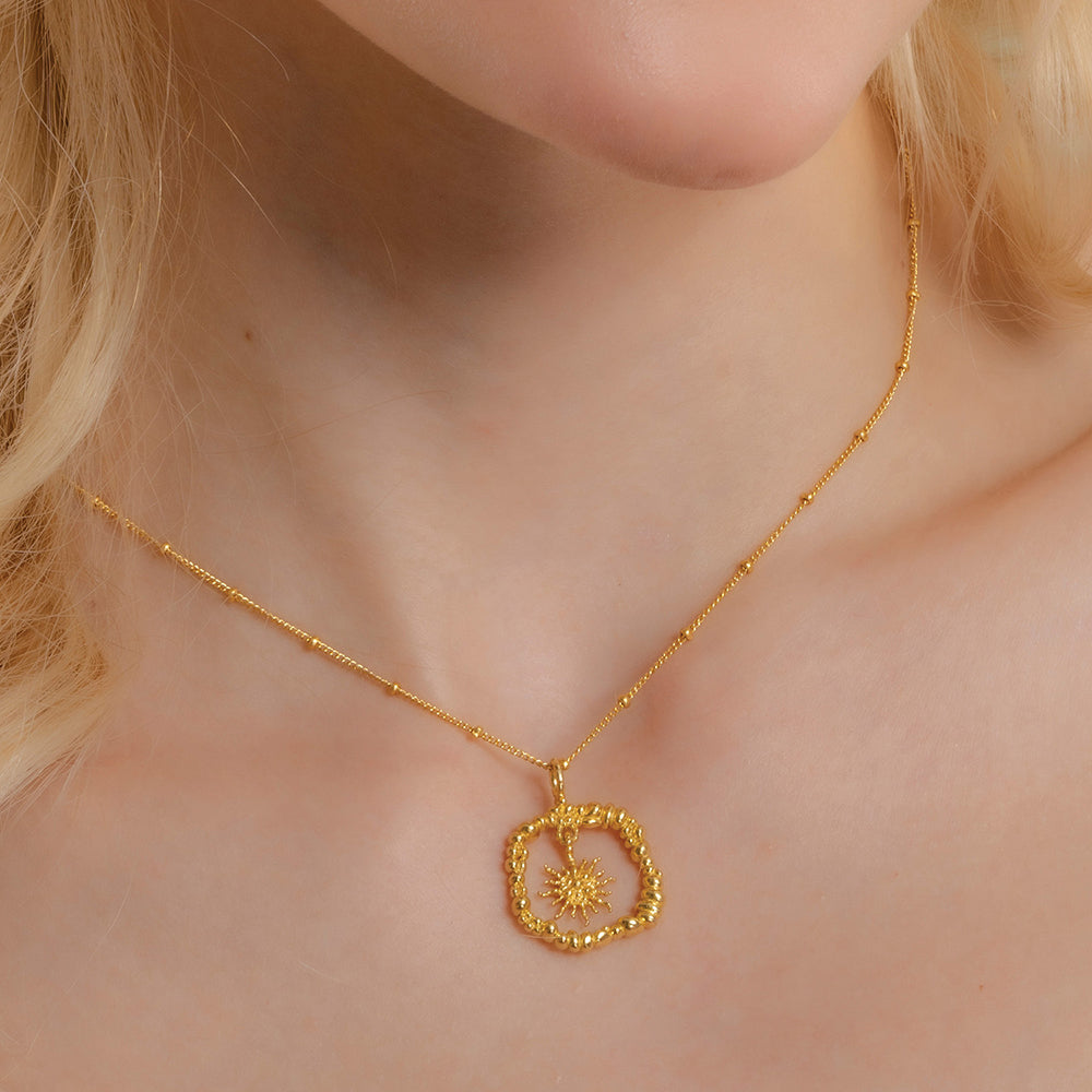 Arvino's sterling silver necklace with granulated Sunburst detailing