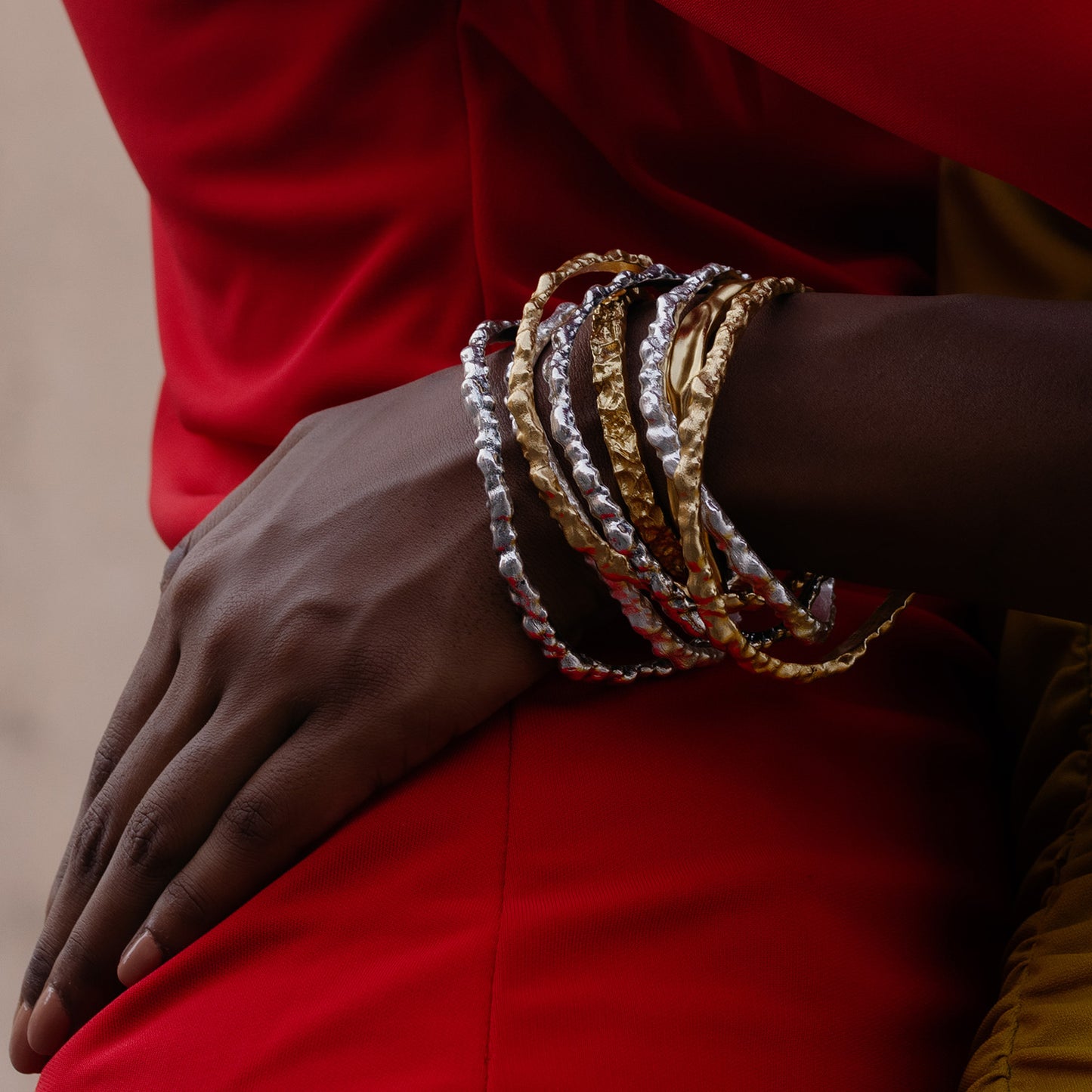 Rugged Texture Silver Plated Bangle