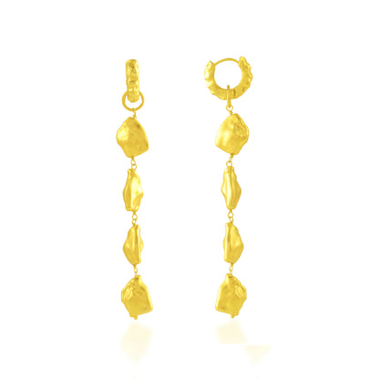 White background shot of Asymmetrical Nugget Dangler Earrings By Arvino