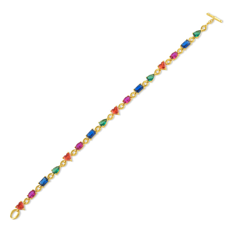 Multi Colour Gemstone Bracelet (Water Resistance Premium Plating)