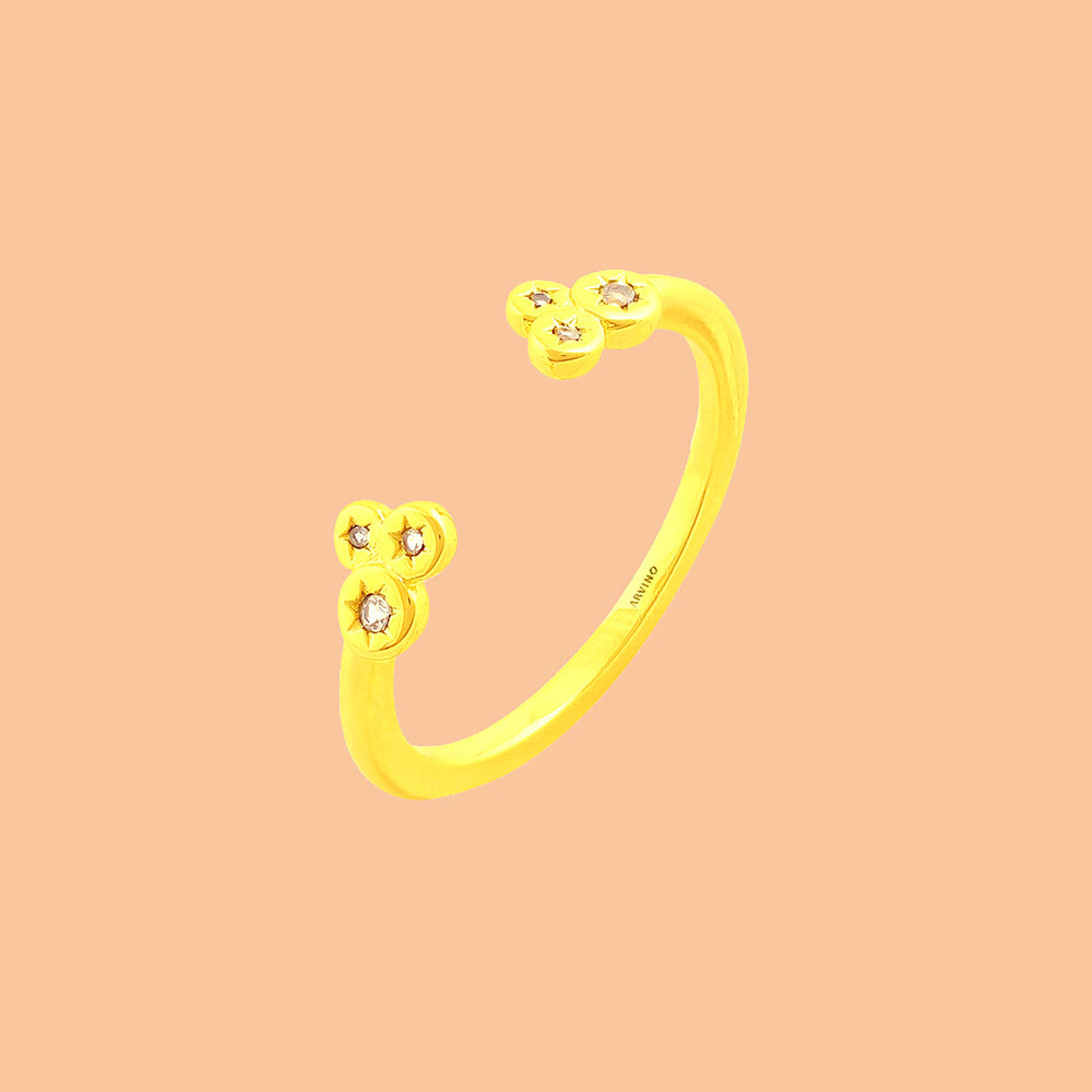 Creative Background Shot of Constellation Astrid Openable Ring By arvino. Gold plated Rings By Arvino