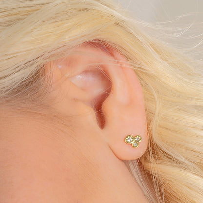 Close shot of Constellation Astrid Studs Earrings By arvino on model earlobe